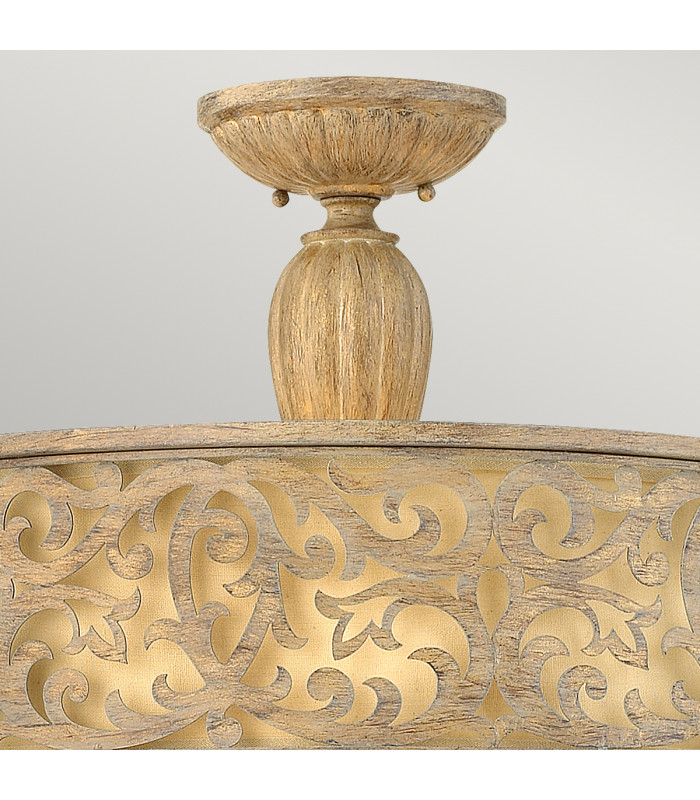 Carabel 3 Light Large Semi Flush Ceiling Light Brushed Champagne E27-2