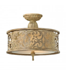 Carabel 2 Light Small Semi Flush Ceiling Light Brushed Champagne E27-1