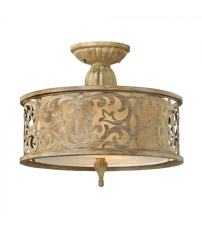 Carabel 2 Light Small Semi Flush Ceiling Light Brushed Champagne E27-1