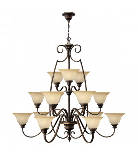 Cello 15 Light Chandelier Antique Bronze with Glass Shades-1