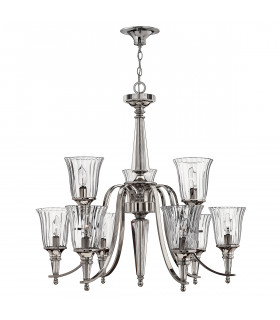 Chandon 9 Light Multi Arm Chandelier Sterling Finish E14