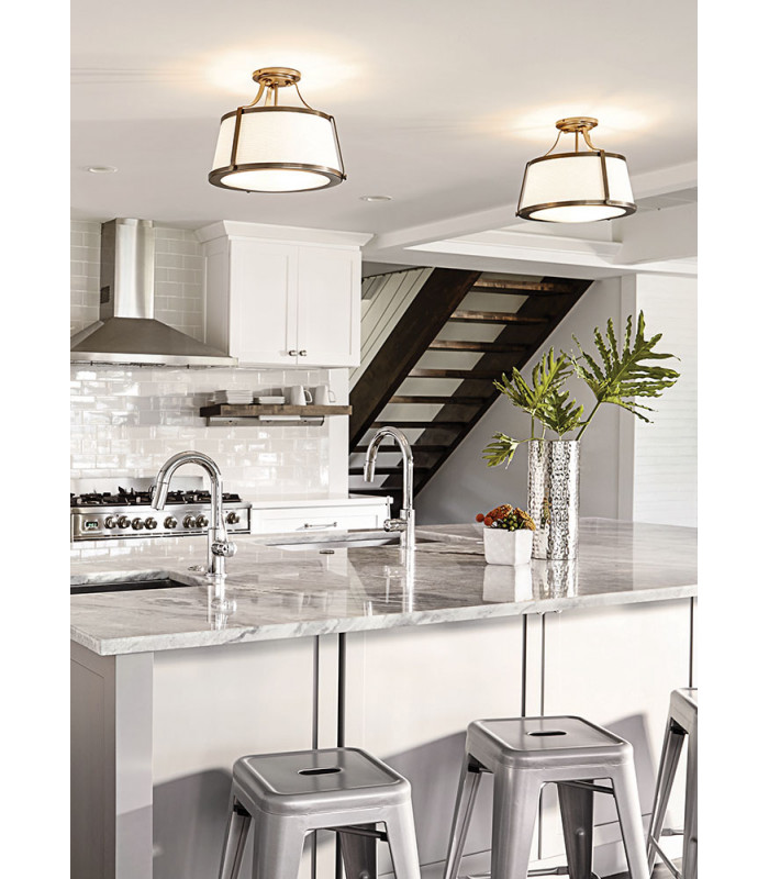 Charlotte 3 Light Semi Flush Ceiling Light Brushed Caramel E27-2