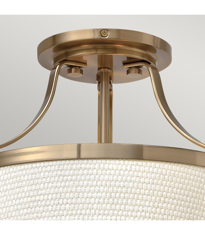 Charlotte 3 Light Semi Flush Ceiling Light Brushed Caramel E27-3