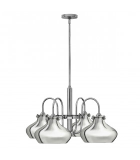 Hinkley Congress Pendant Light Multi Arm Dome Shades 4x E27 Chrome
