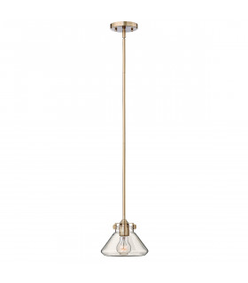 Congress 1 Light Dome Ceiling Pendant Brushed Caramel Clear Glass E27-1