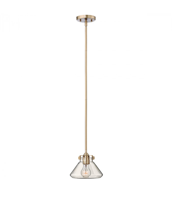 Congress 1 Light Dome Ceiling Pendant Brushed Caramel Clear Glass E27-1