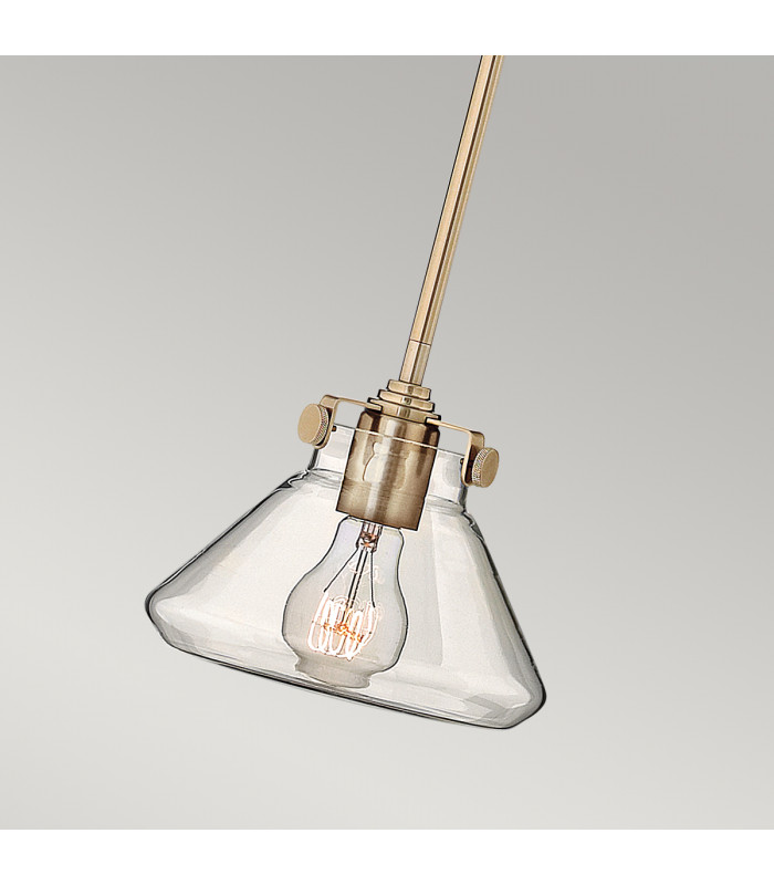 Congress 1 Light Dome Ceiling Pendant Brushed Caramel Clear Glass E27-4