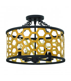 Felix 4 Light Semi Flush Ceiling Light Gold E14