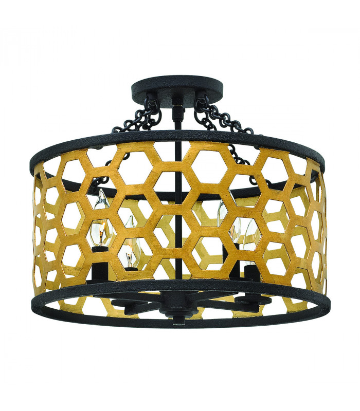 Felix 4 Light Semi Flush Ceiling Light Gold E14