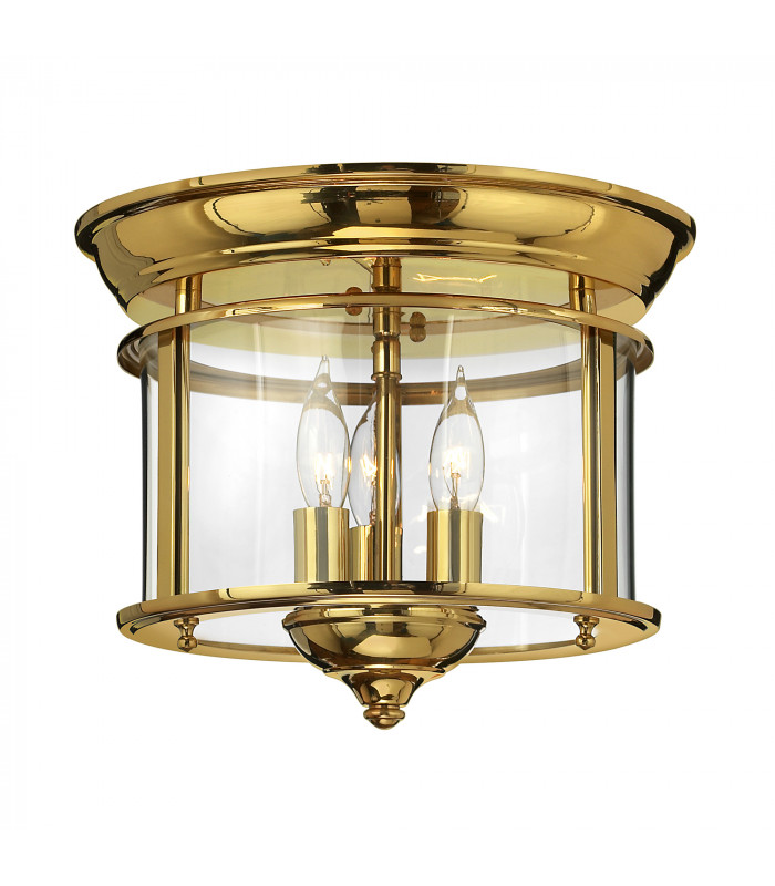 Gentry 3 Light Flush Mount Ceiling Light Polished Brass E14-1
