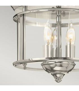 Gentry Cylindrical 3 Candle Flush Mount Lantern - Polished Nickel-2