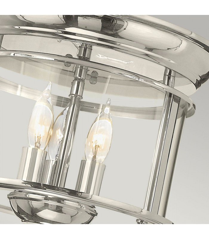 Gentry Cylindrical 3 Candle Flush Mount Lantern - Polished Nickel-3