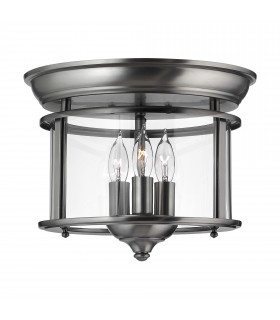 Gentry 3 Light Flush Mount Ceiling Light Pewter E14-1