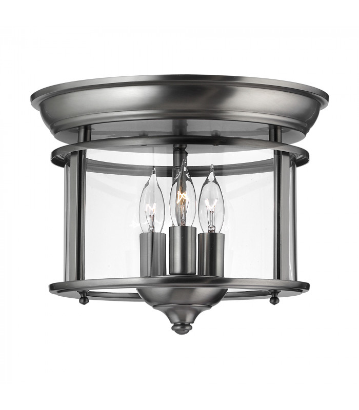Gentry 3 Light Flush Mount Ceiling Light Pewter E14-1