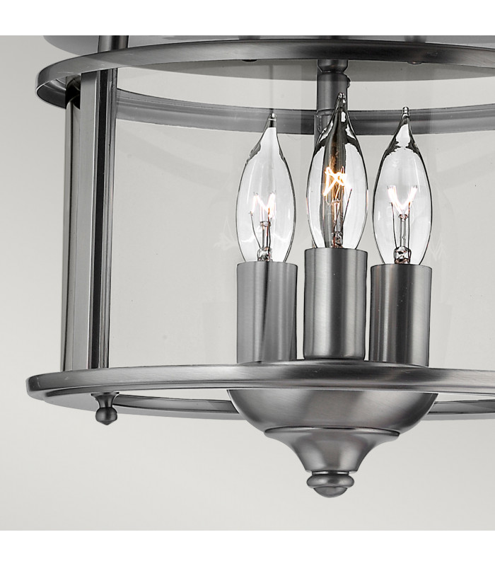 Gentry 3 Light Flush Mount Ceiling Light Pewter E14-3