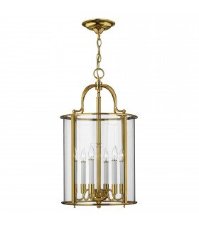 Gentry 6 Light Large Ceiling Lantern Pendant Polished Brass E14-1
