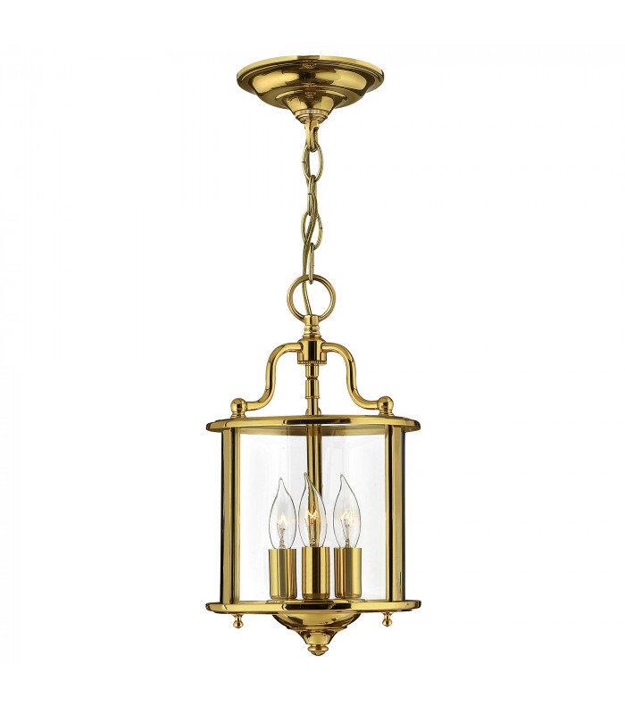 Gentry 3 Light Small Ceiling Lantern Pendant Polished Brass E14-1