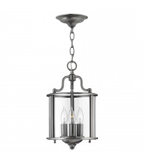 Gentry 3 Light  Small Ceiling Lantern Pendant Pewter E14-1