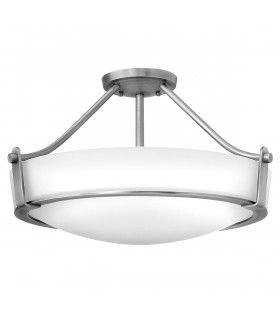 Hathaway 2 Light Medium Semi Flush Ceiling Light Nickel E27