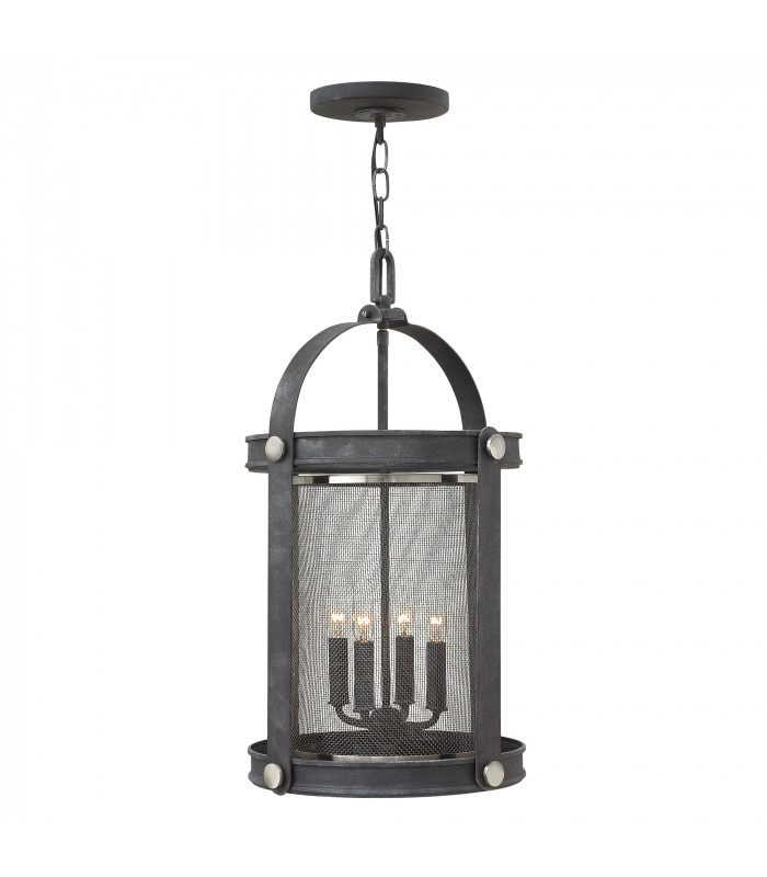 Hinkley Holden Pendant Light Chandelier Lantern 4x E14 Light Aged Zinc