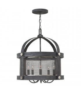 Hinkley Holden Chandelier Lantern Ceiling Light 5x E14 Aged Zinc