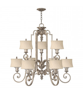 Kingsley 9 Light Multi Arm Chandelier Silver Leaf Finish E27