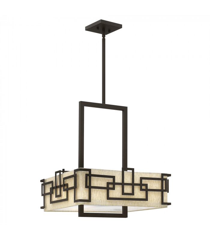 Hinkley Lanza Pendant Light Patterned Shade 3x E27 Oil Rubbed Bronze