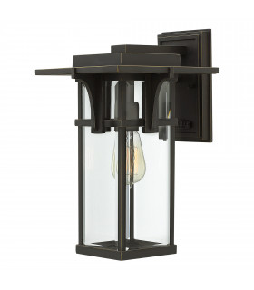 Manhattan 1 Light Outdoor Medium Wall Lantern Light Oil Rubbed Bronze IP44 E27-1