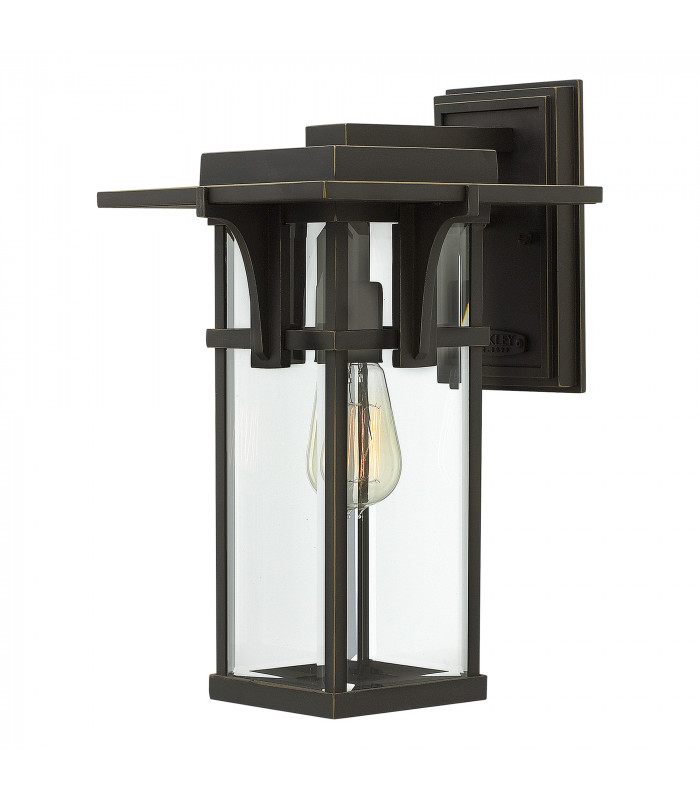 Manhattan 1 Light Outdoor Medium Wall Lantern Light Oil Rubbed Bronze IP44 E27-1