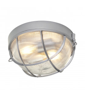 Marina 2 Light Bathroom Flush Mount Ceiling Light Silver IP44 E27