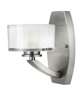 Meridian 1 Light Wall Light Brushed Nickel Glass Shade G9-1