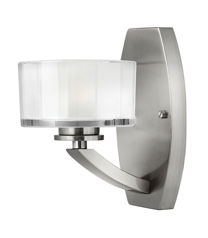 Meridian 1 Light Wall Light Brushed Nickel Glass Shade G9-1