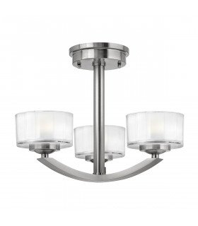 Meridian 3 Light Semi Flush Multi Arm Ceiling Light Brushed Nickel G9-1