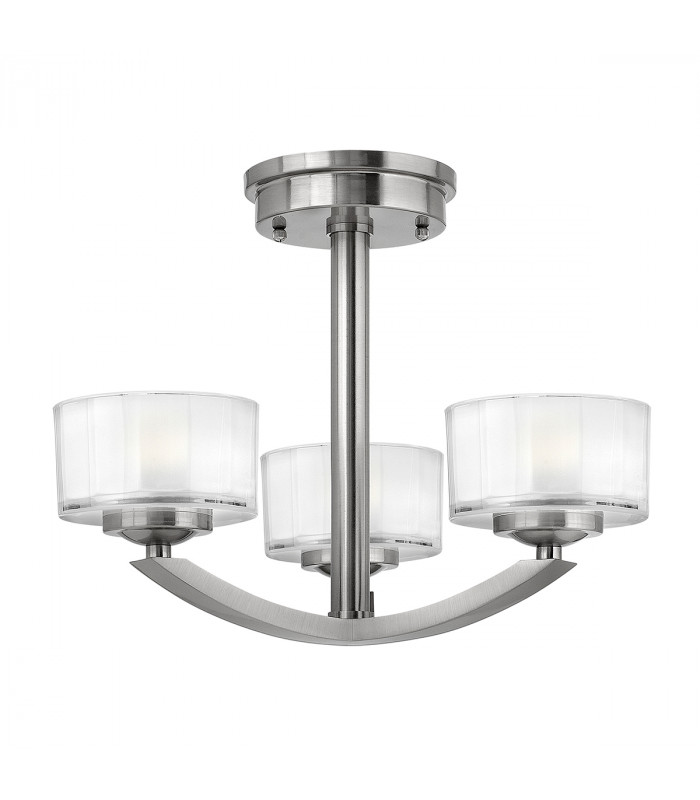 Meridian 3 Light Semi Flush Multi Arm Ceiling Light Brushed Nickel G9-1
