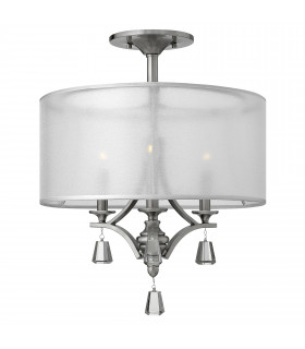 Mime 3 Light Semi Flush Ceiling Light Brushed Nickel E14