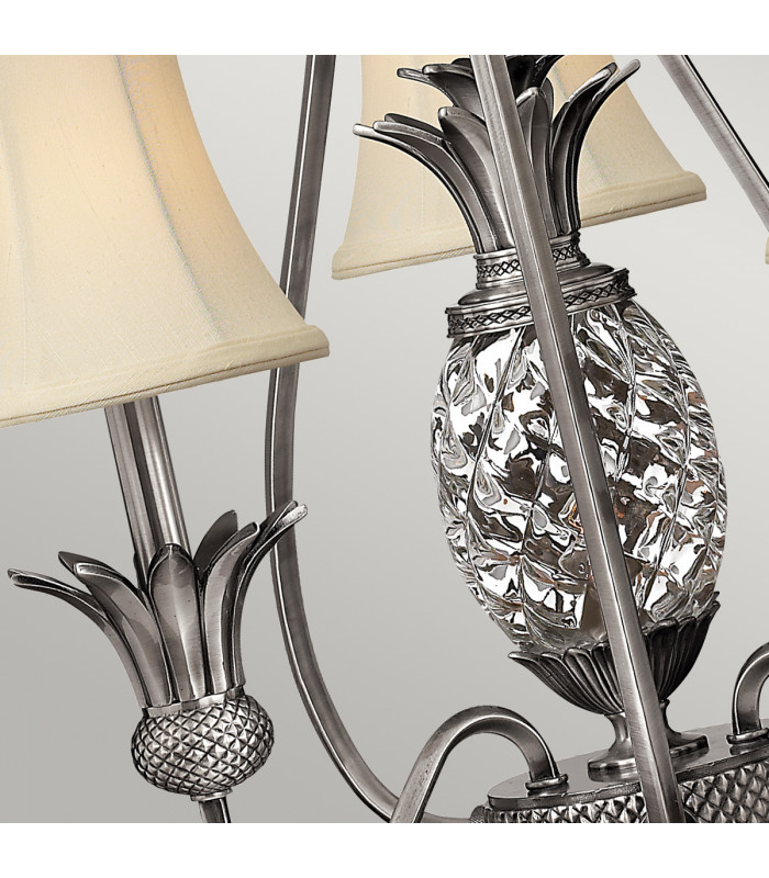 Plantation Multi Arm Chandelier 3 Light Polished Antique Nickel Finish E14-4