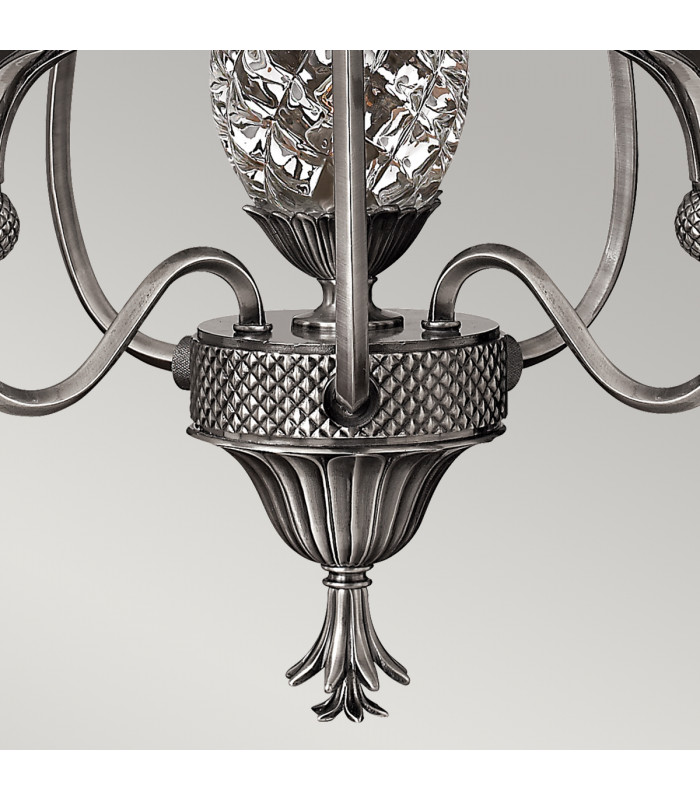 Plantation Multi Arm Chandelier 3 Light Polished Antique Nickel Finish E14-5