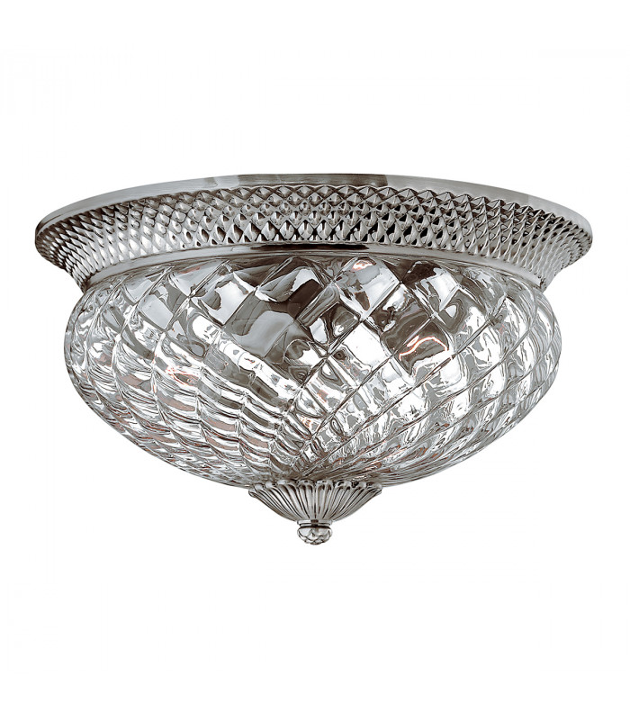 Plantation 3 Light Large Semi Flush Ceiling Light Polished Antique Nickel E27-1