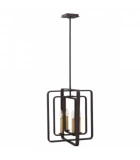 Quentin 4 Light Cage Ceiling Pendant Chandelier Bronze E14