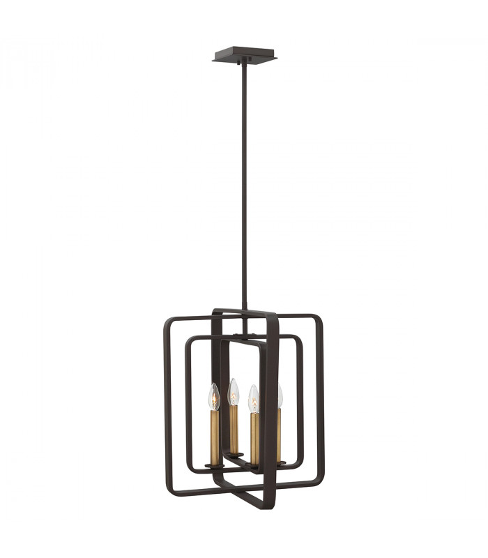Quentin 4 Light Cage Ceiling Pendant Chandelier Bronze E14