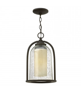 Quincy 1 Light Outdoor Ceiling Chain Lantern Oil Rubbed Bronze E27-1