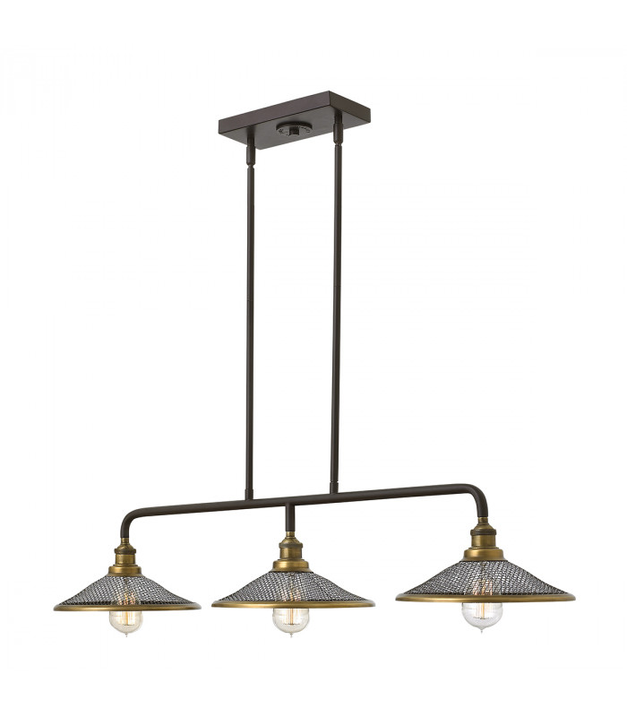 Rigby 3 Light Ceiling Island Chandelier Pendant Bar Light Bronze E27-1