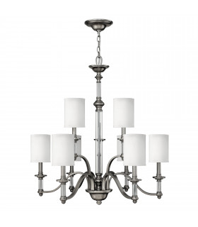 Sussex 9 Light Multi Arm Chandelier Brushed Nickel Finish E14-1