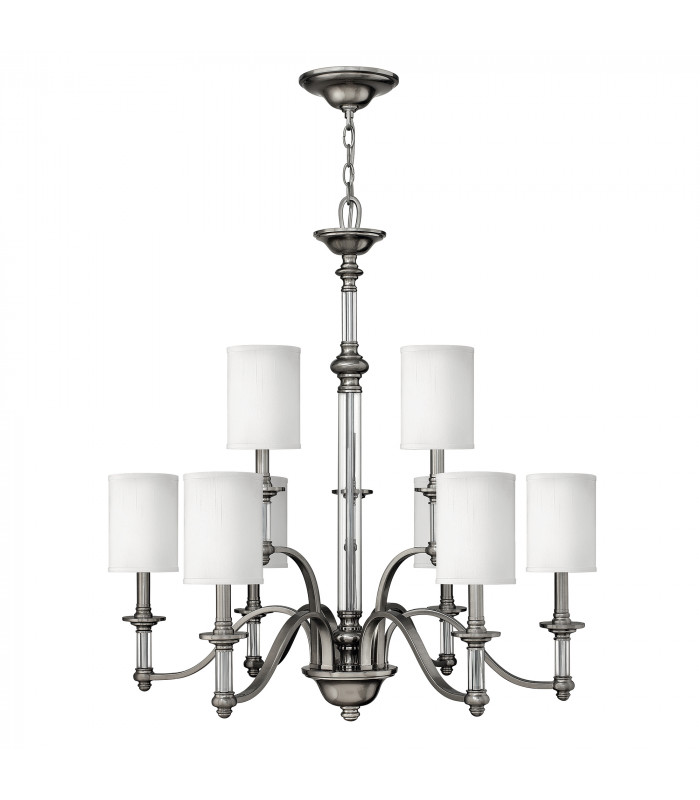 Sussex 9 Light Multi Arm Chandelier Brushed Nickel Finish E14-1