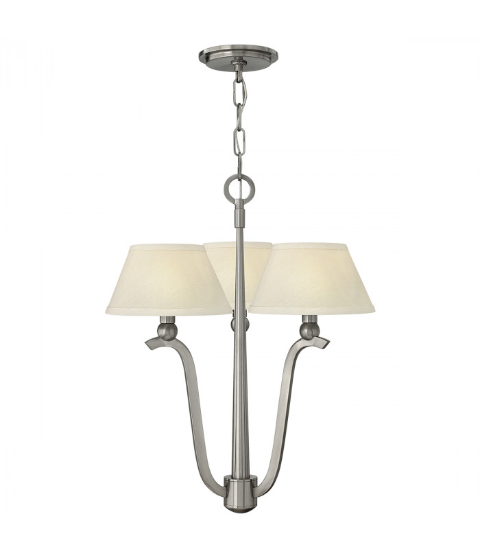 Hinkley Whitney 3 Arm Pendant Light with Shade 3x E14 Brushed Nickel