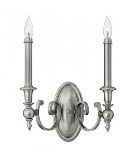 Yorktown 2 Light Indoor Candle Wall Light Antique Nickel E14