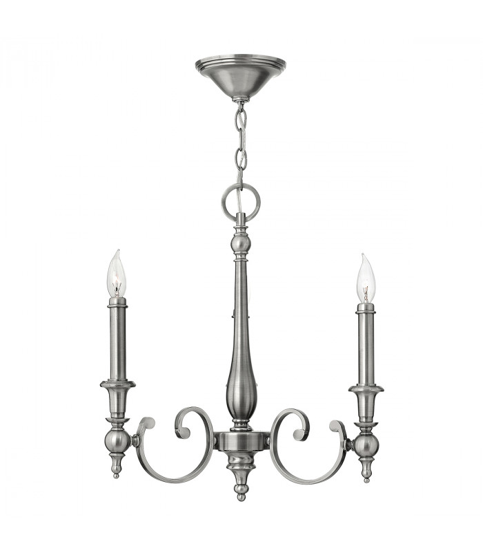 Yorktown Chandelier 3 Light Antique Nickel Finish E14