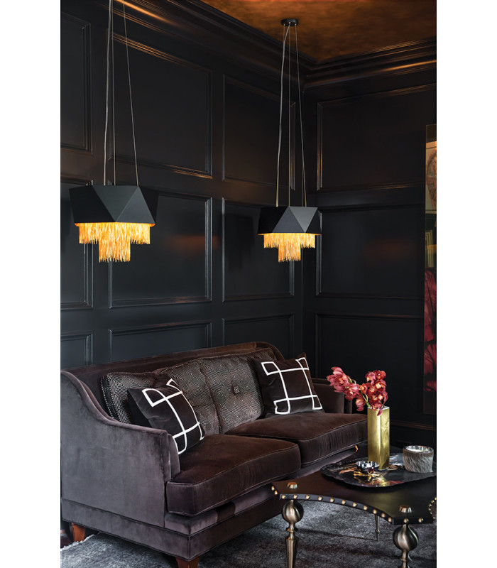 Zuma 6 Light Pendant Satin Black Gold E27-2