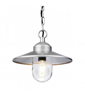 Klampenborg 1 Light Outdoor Ceiling Chain Lantern Silver IP44 E27-1