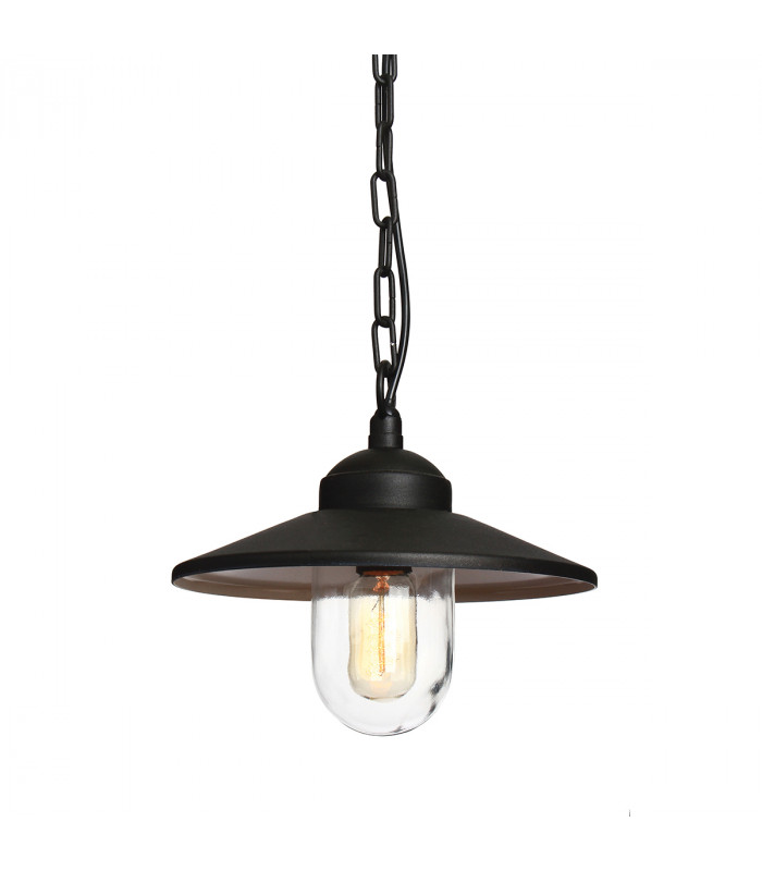 Klampenborg 1 Light Outdoor Ceiling Chain Lantern Black IP44 E27-1